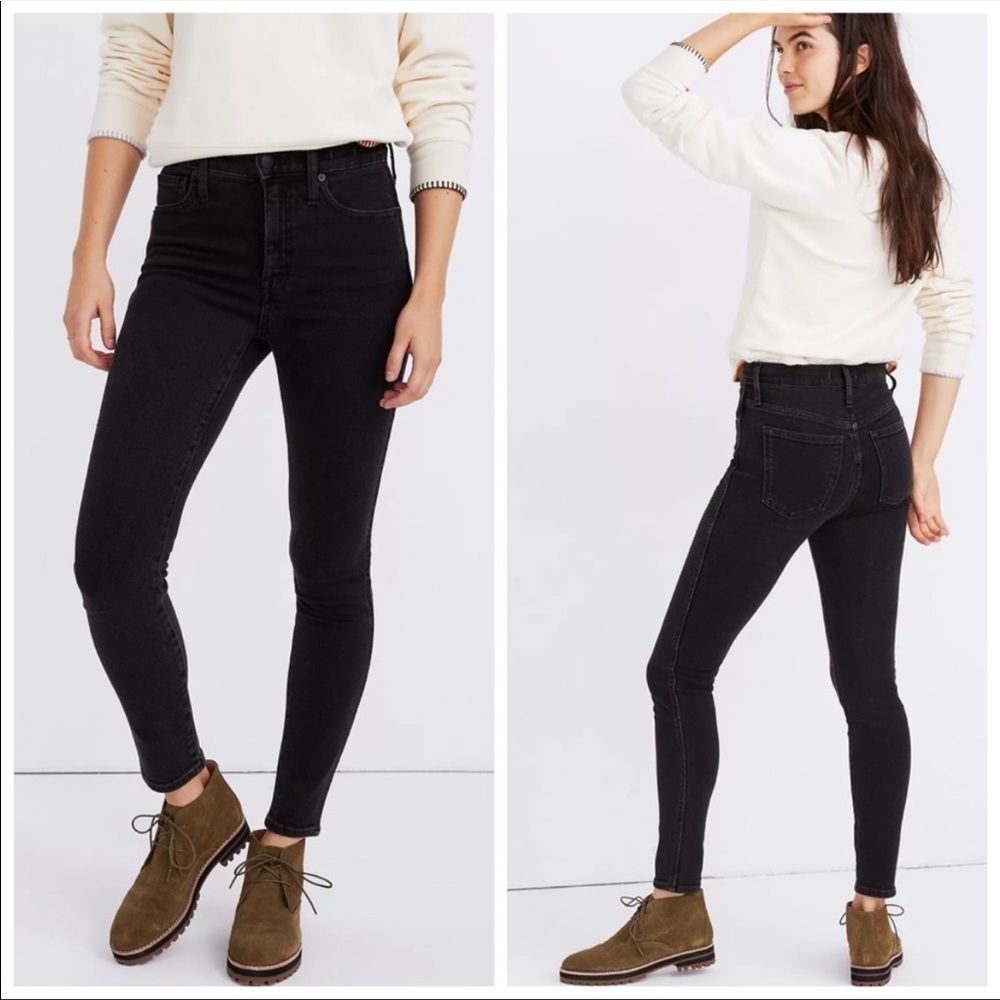 Madewell Washed Black Denim 10” High Rise Skinny Jeans